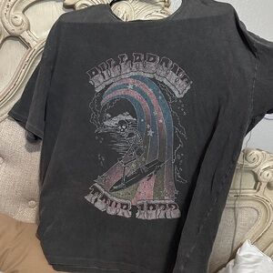 Vintage Graphic T-Shirt with Skeleton and Rainbow